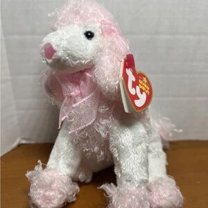 Ty Original Beanie Babies 2006 "DIVALIGHTFUL" the White/Pink Poodle Dog 6" Tall